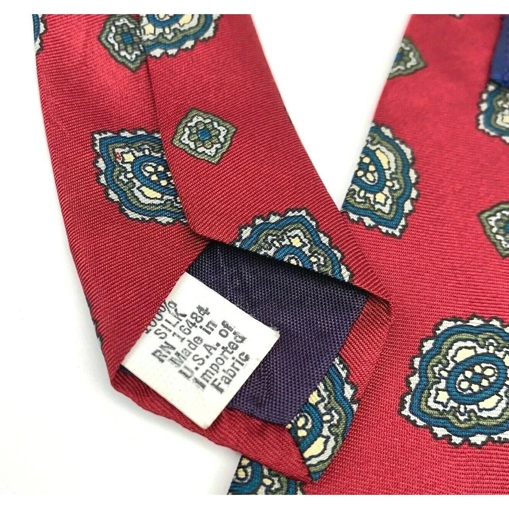 Keith Danials Tie Red 100% Silk Imported Fabric Woven Mens Necktie Made in USA